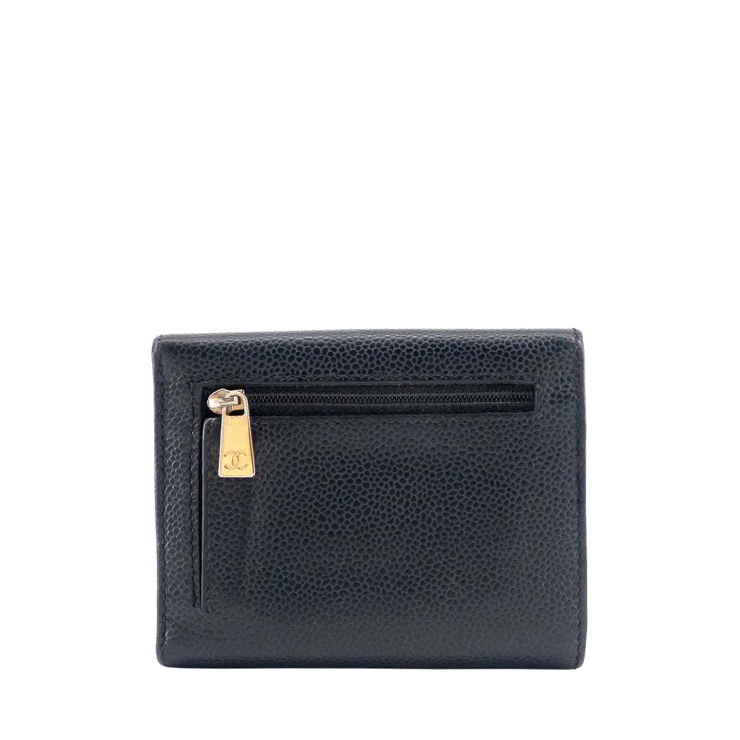 CC Timeless Trifold Caviar Leather Wallet