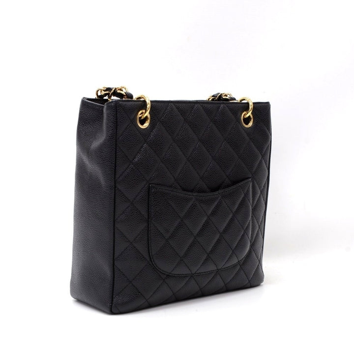 petite shopping tote pst quilted caviar leather tote bag