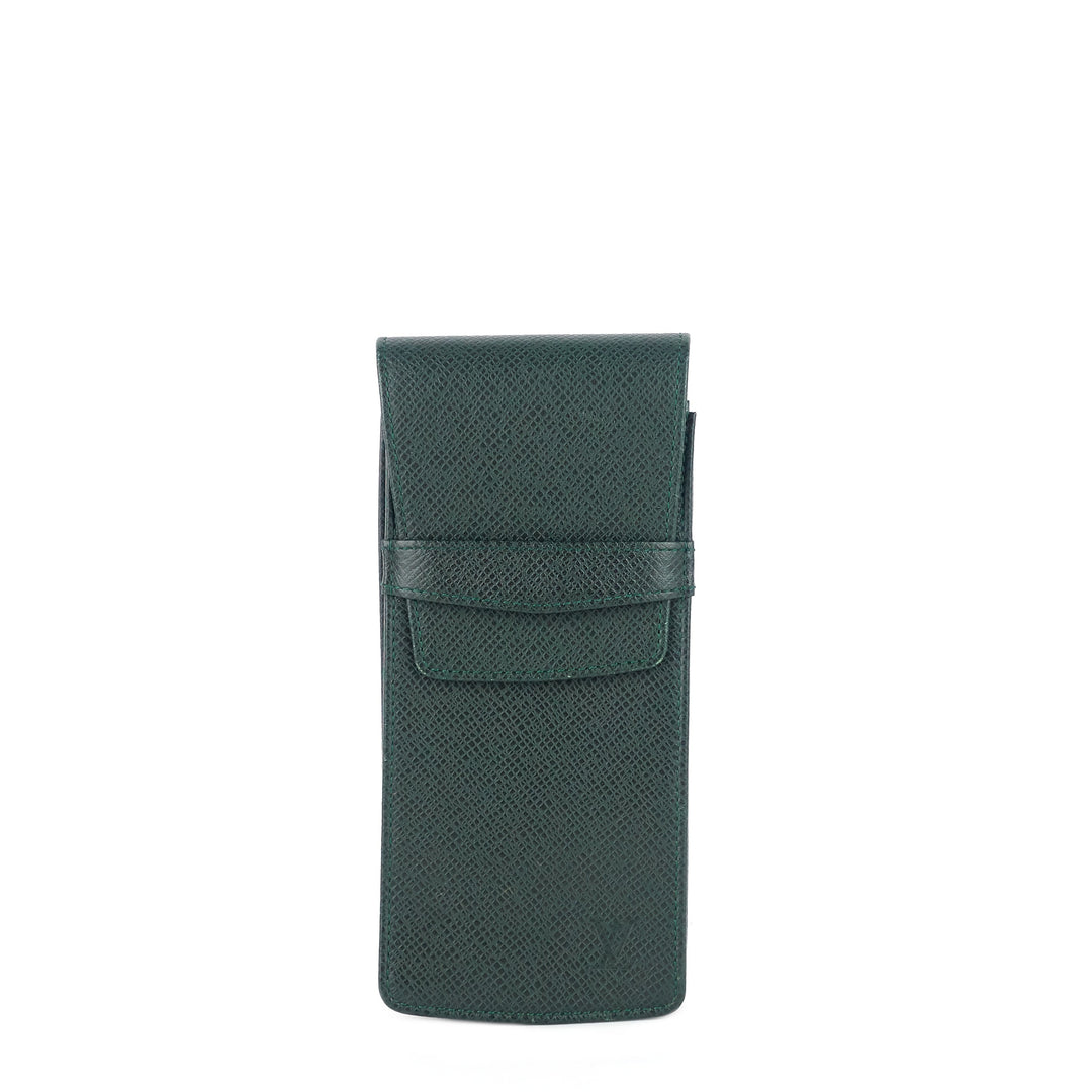 green taiga leather pen holder