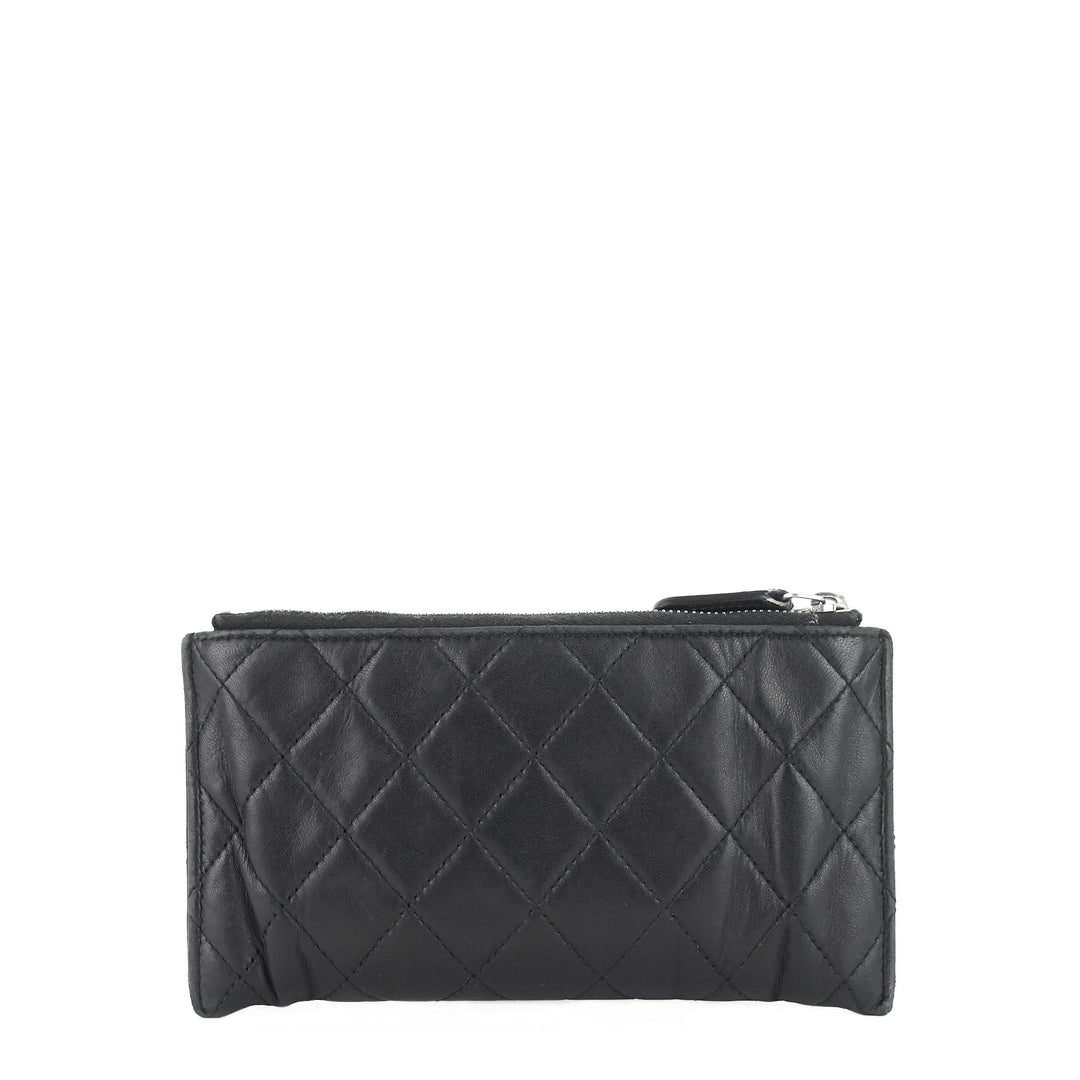 classic zip lambskin leather pouch