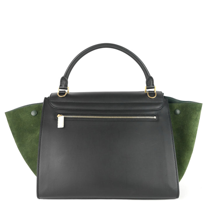 trapeze calfskin leather and suede bag