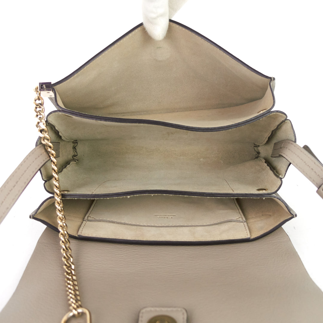 faye small calfskin and suede shoulder bag