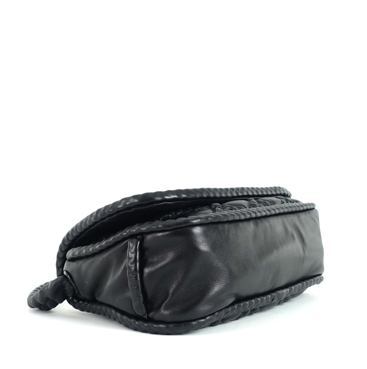 lambskin leather single flap shoulder bag