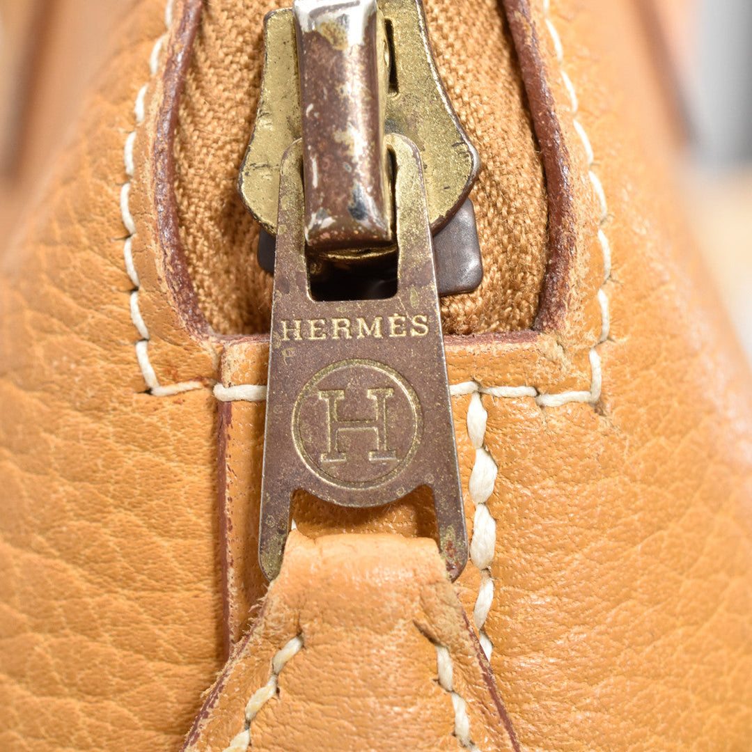 Tan Leather Bolide Bag With Shoulder Strap