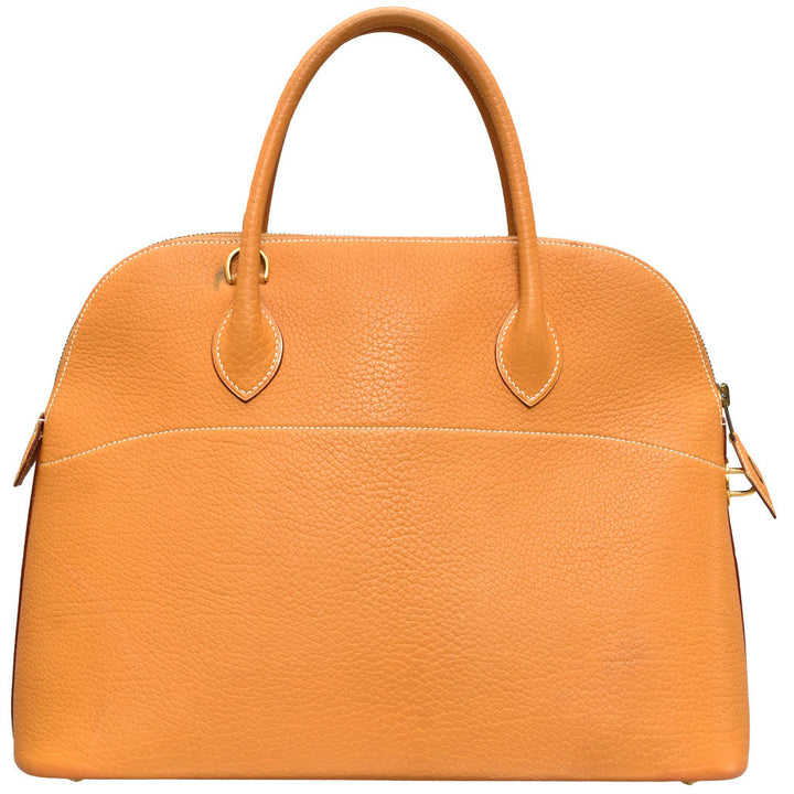 Tan Leather Bolide Bag With Shoulder Strap