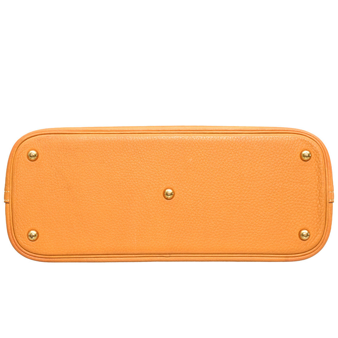 Tan Leather Bolide Bag With Shoulder Strap