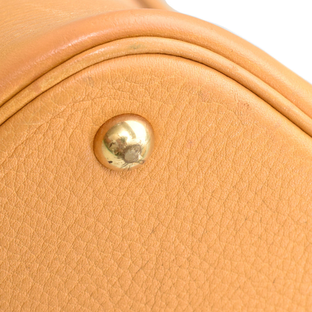 Tan Leather Bolide Bag With Shoulder Strap