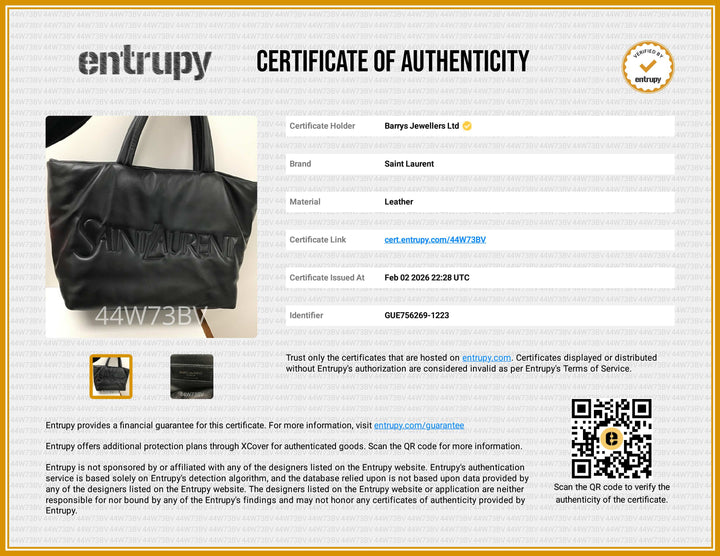 Saint Laurent Debossed Lambskin Black Leather Tote