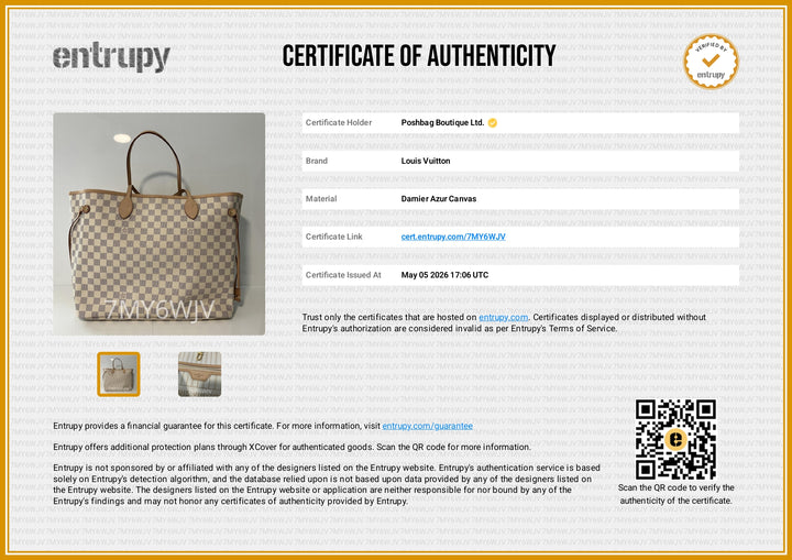 Neverfull GM Damier Azur Canvas Tote Bag with Pouch