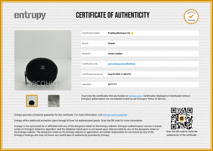 Round Quilted Iridescent Caviar Leather Coin Purse