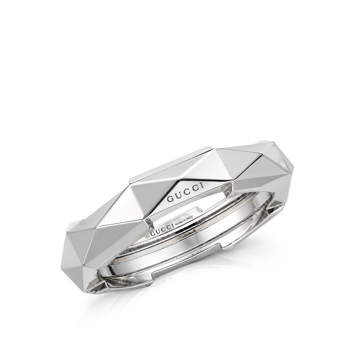 18kt White Gold Faceted Band - Link To Love