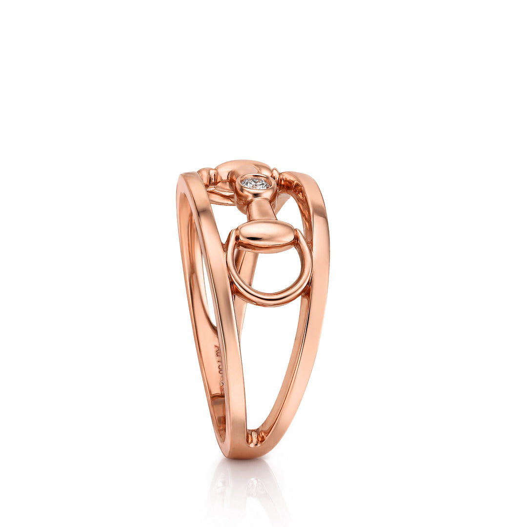 18kt Rose Gold Horsebit Motif Ring with Diamond