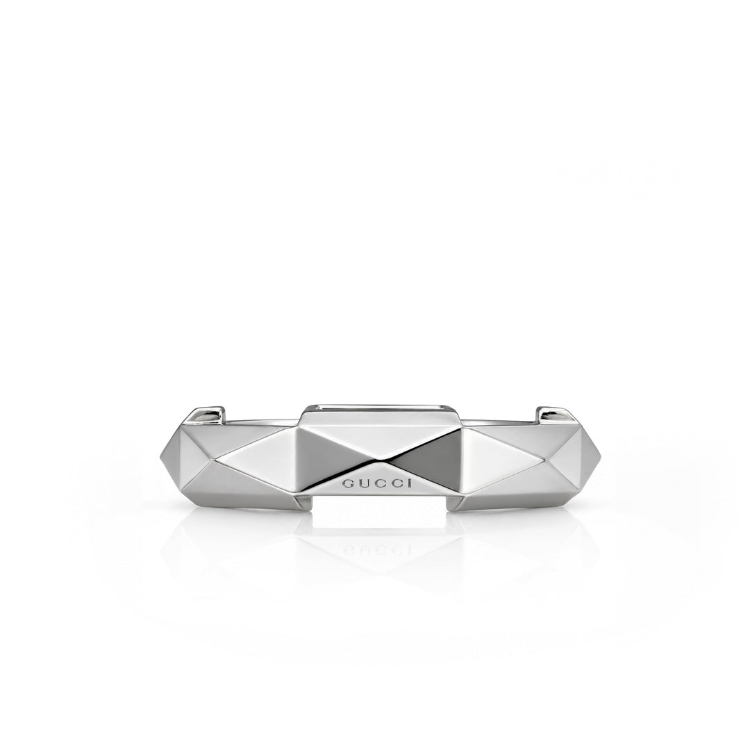 18kt White Gold Faceted Band - Link To Love