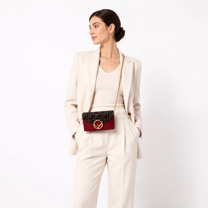 Zucca Embossed & Red Leather Convertible Belt Bag