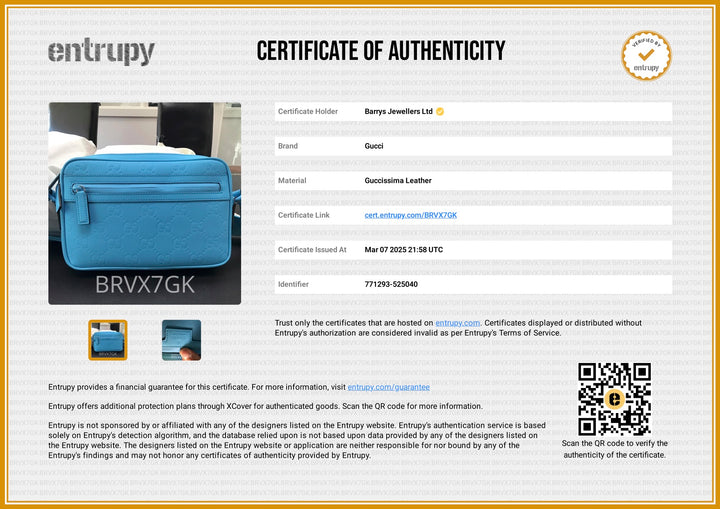 Turquoise Calfskin Rubber Effect Crossbody Bag