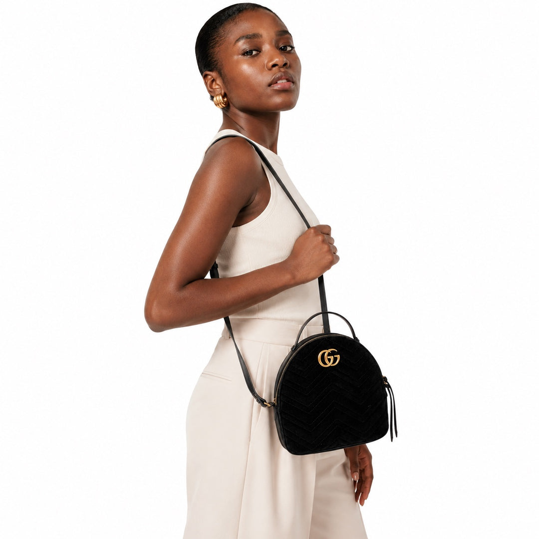 GG Marmont Black Velvet Backpack