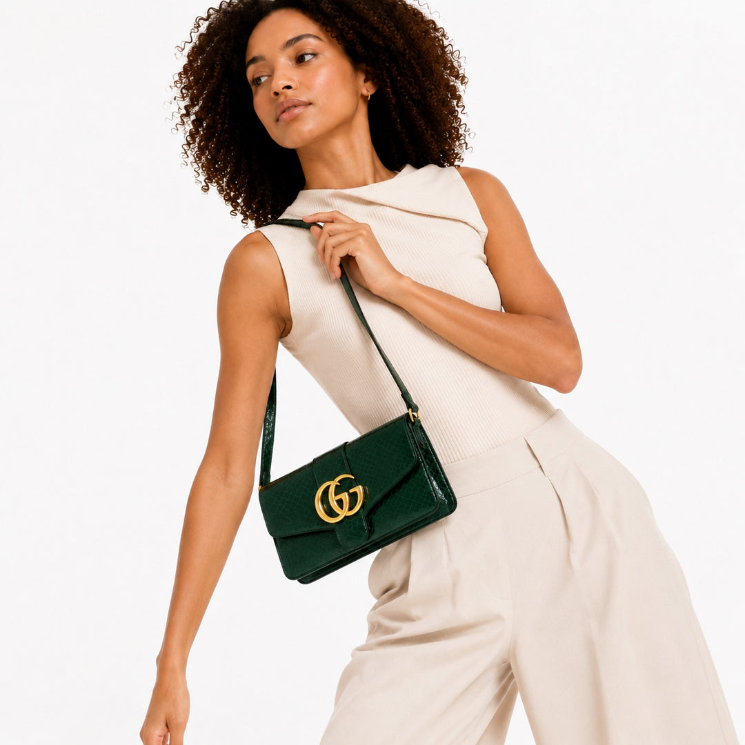 Green Python Shoulder Bag