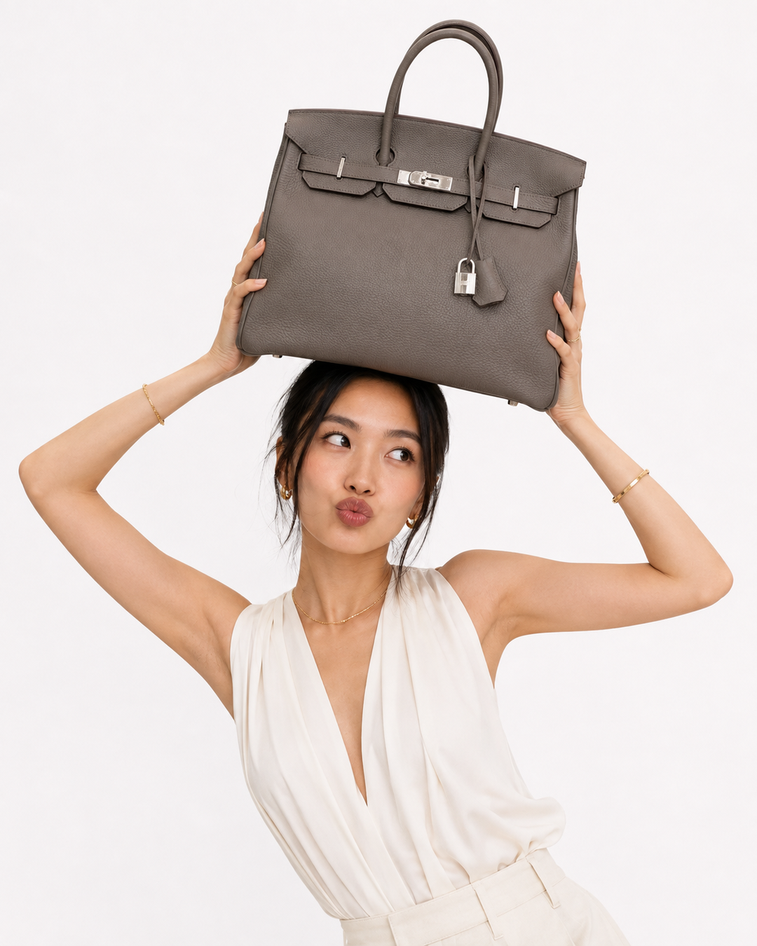 Birkin 35 Togo Leather Etain Bag With Palladium Hardware