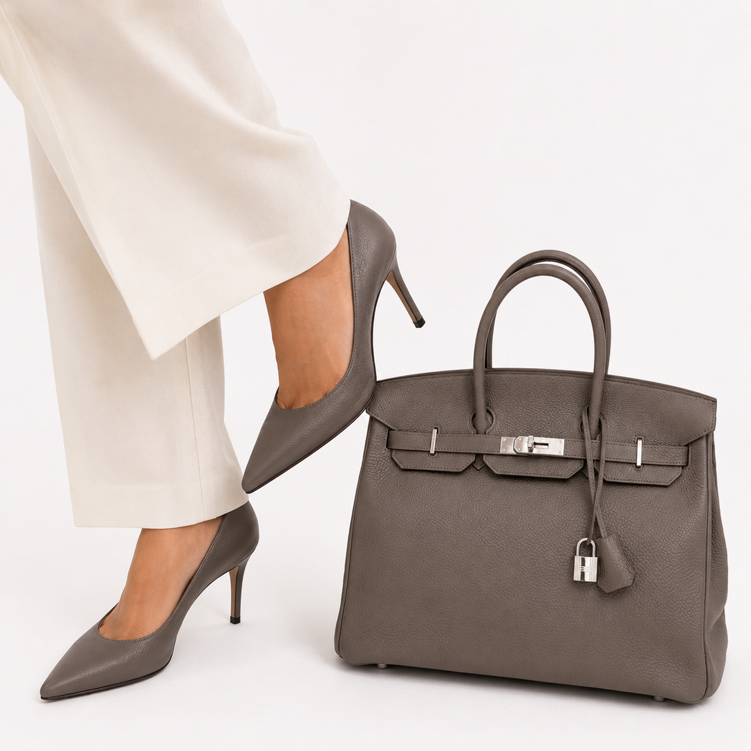 Birkin 35 Togo Leather Etain Bag With Palladium Hardware