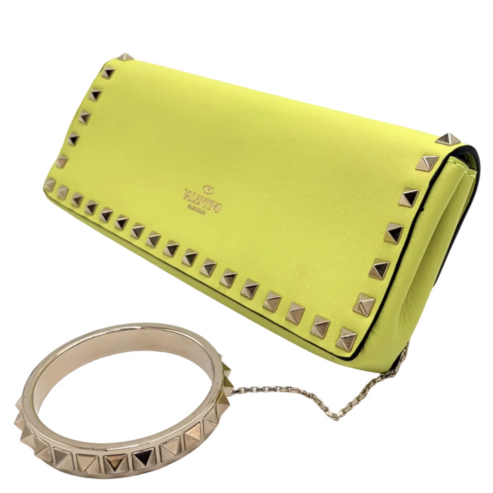 Rockstud Bracelet Leather Clutch Bag