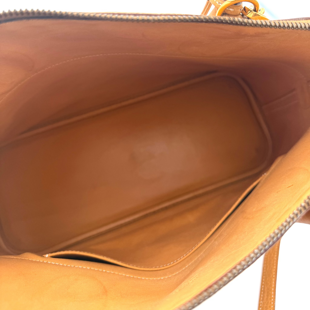 Tan Leather Bolide Bag With Shoulder Strap