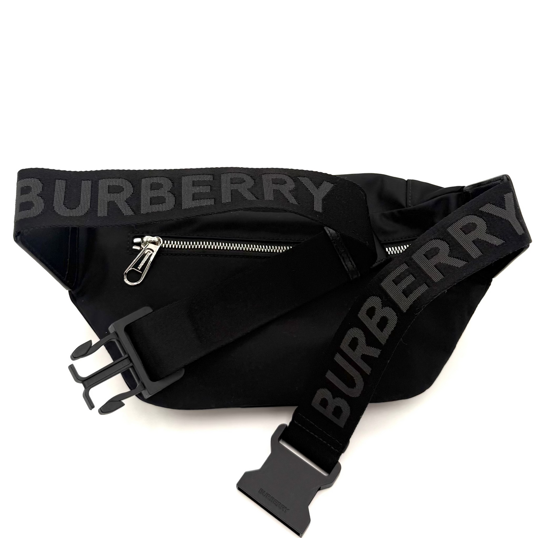 Black Nylon and Leather Sonny Belt Bag