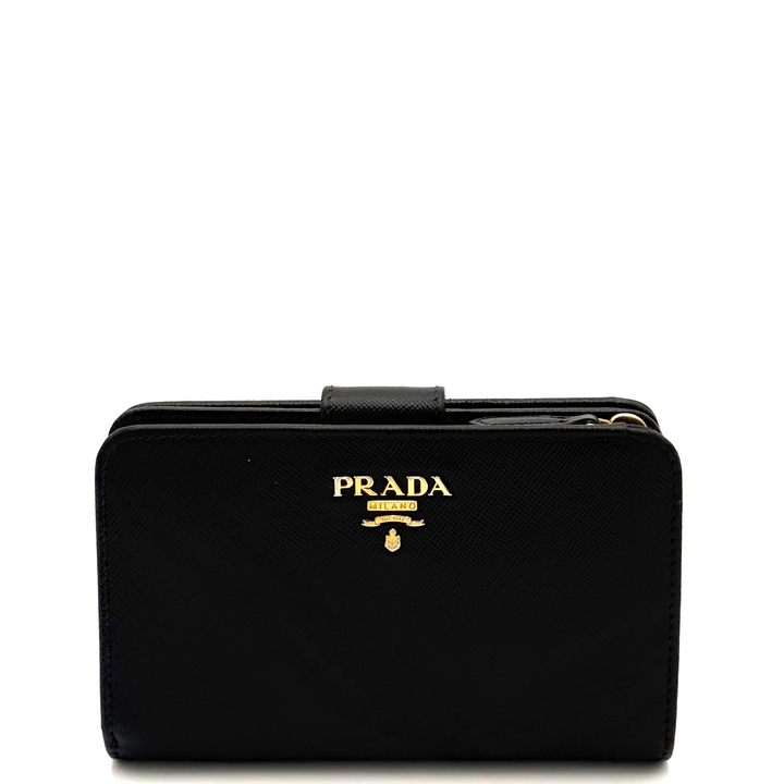 Black Saffiano Leather Compact Wallet