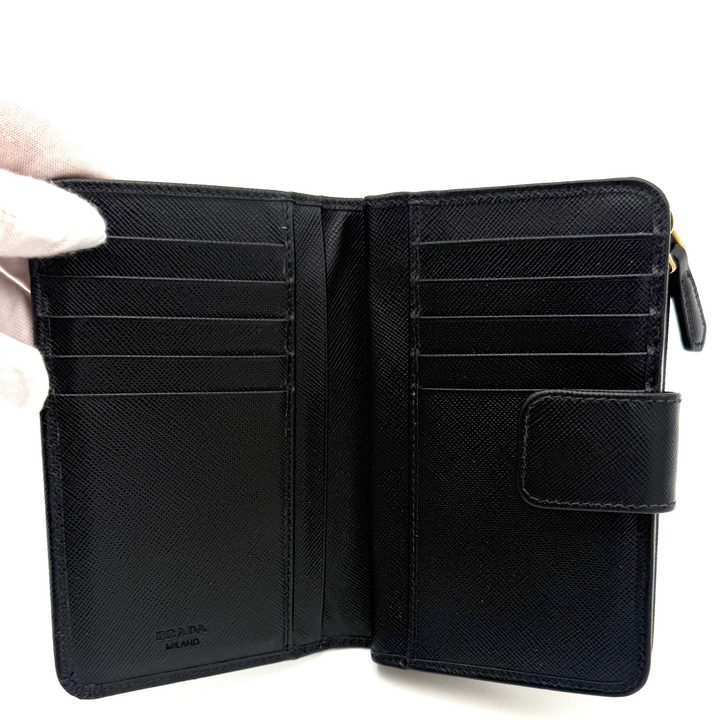 Black Saffiano Leather Compact Wallet