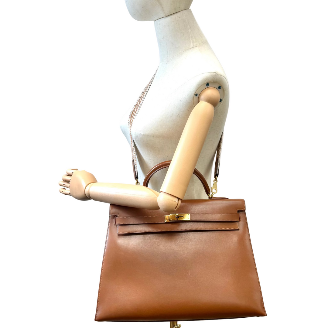 Kelly 35 Noisette Sellier Handbag