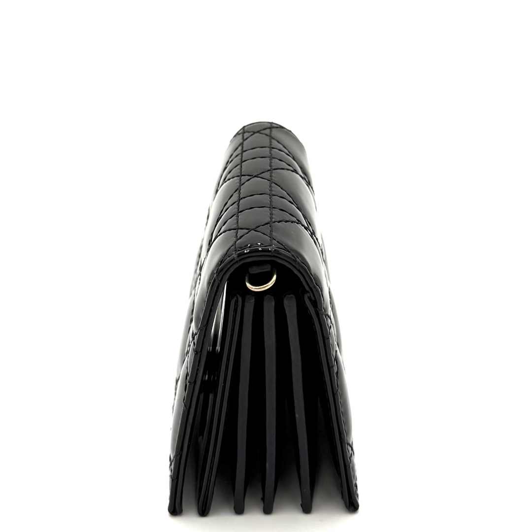 Nano Cannage Quilt Patent Leather Card Holder on Chain