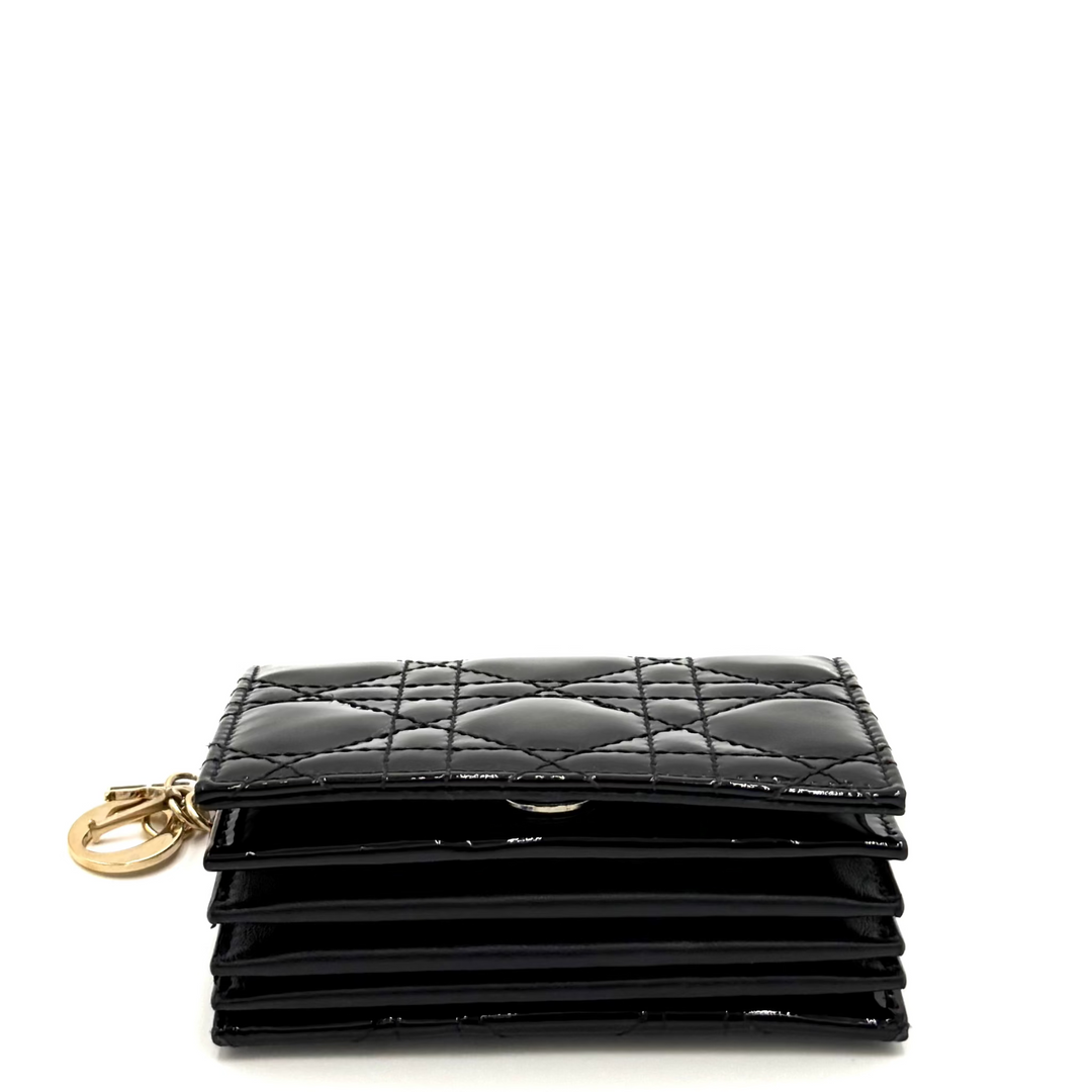 Nano Cannage Quilt Patent Leather Card Holder on Chain