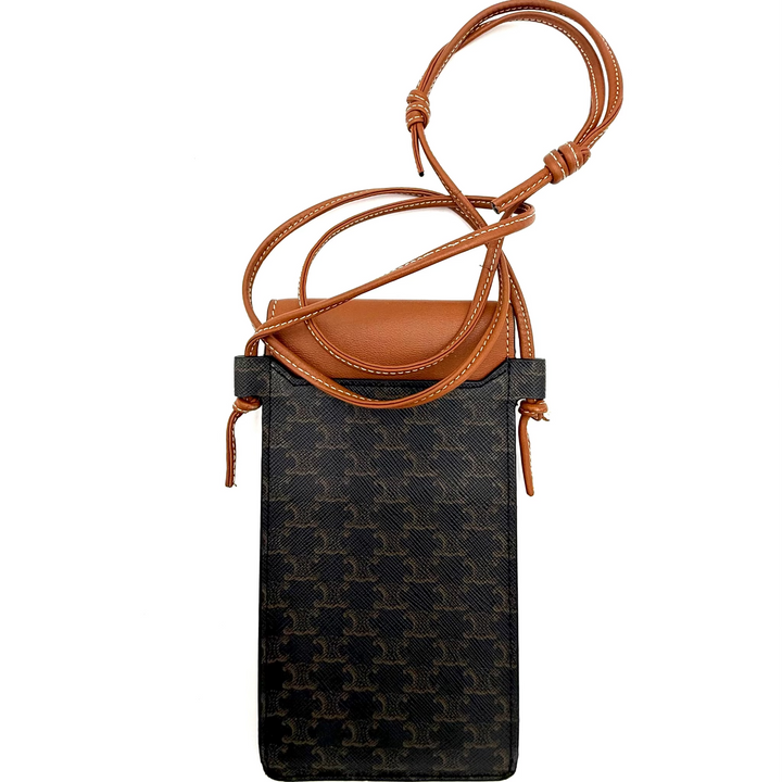 Triomphe Canvas and Calfskin Phone Pouch