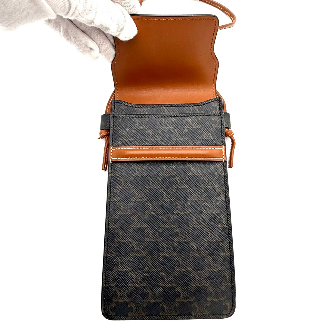 Triomphe Canvas and Calfskin Phone Pouch