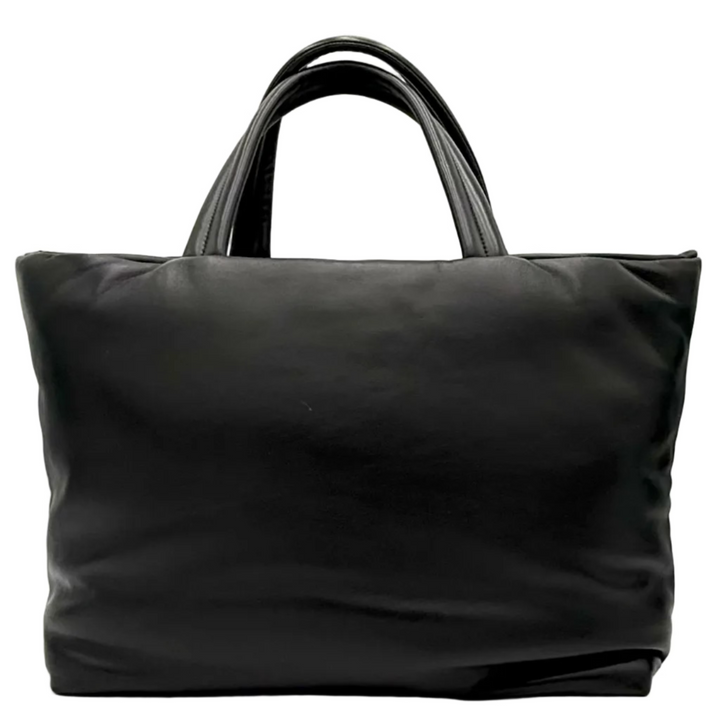 Saint Laurent Debossed Lambskin Black Leather Tote