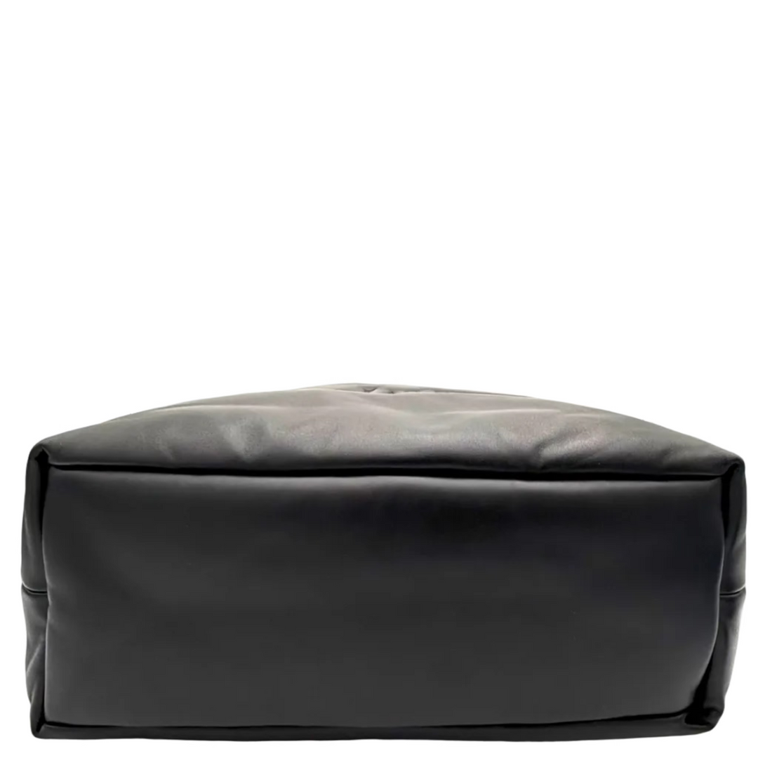 Saint Laurent Debossed Lambskin Black Leather Tote