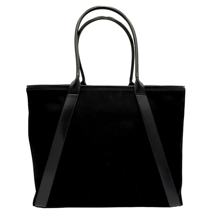 Rive Gauche Logo Embroidered Canvas & Leather Tote Bag
