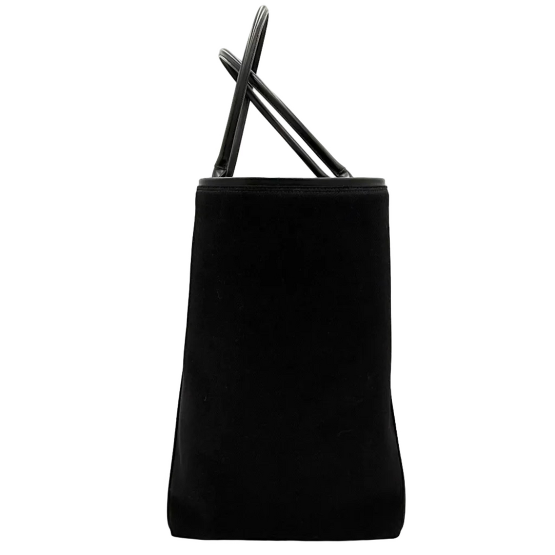 Rive Gauche Logo Embroidered Canvas & Leather Tote Bag