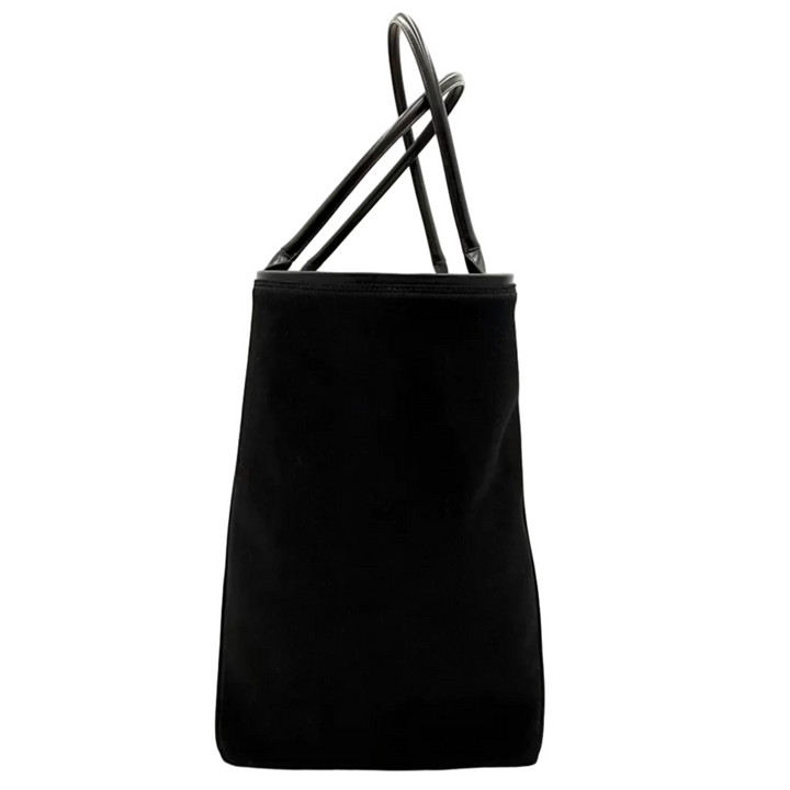 Rive Gauche Logo Embroidered Canvas & Leather Tote Bag