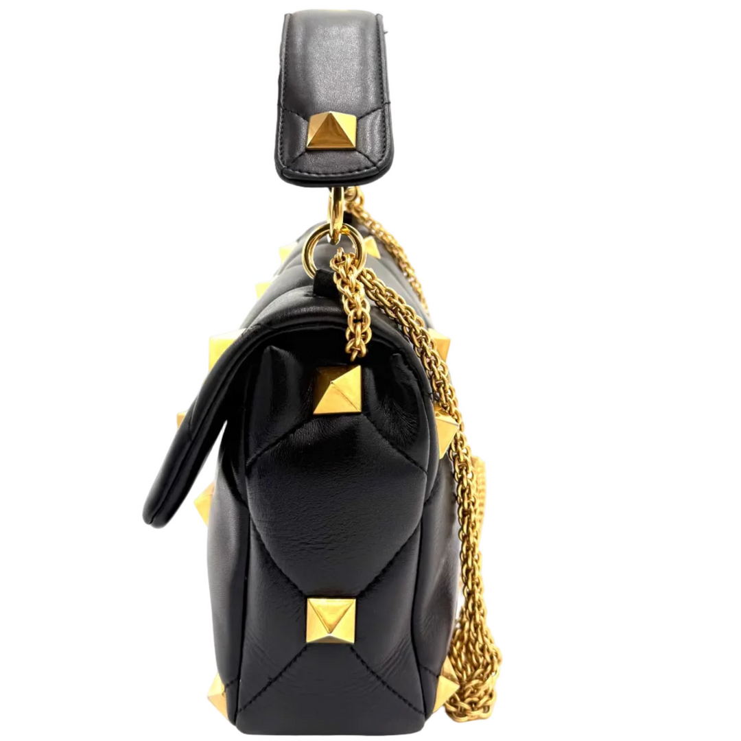 Roman Stud Nappa Lambskin Leather Top Handle Bag