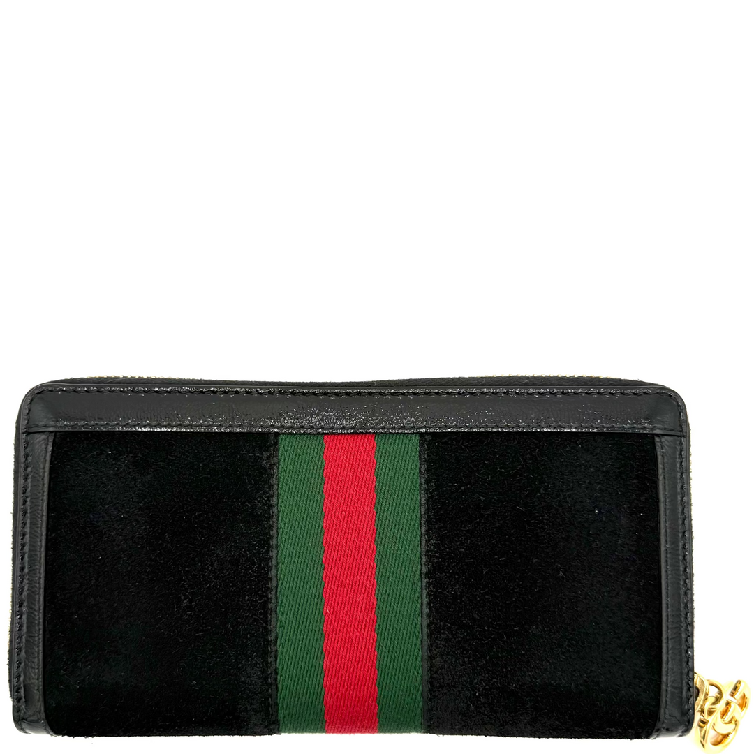 Suede Patent GG Web Ophidia Zip Continental Wallet