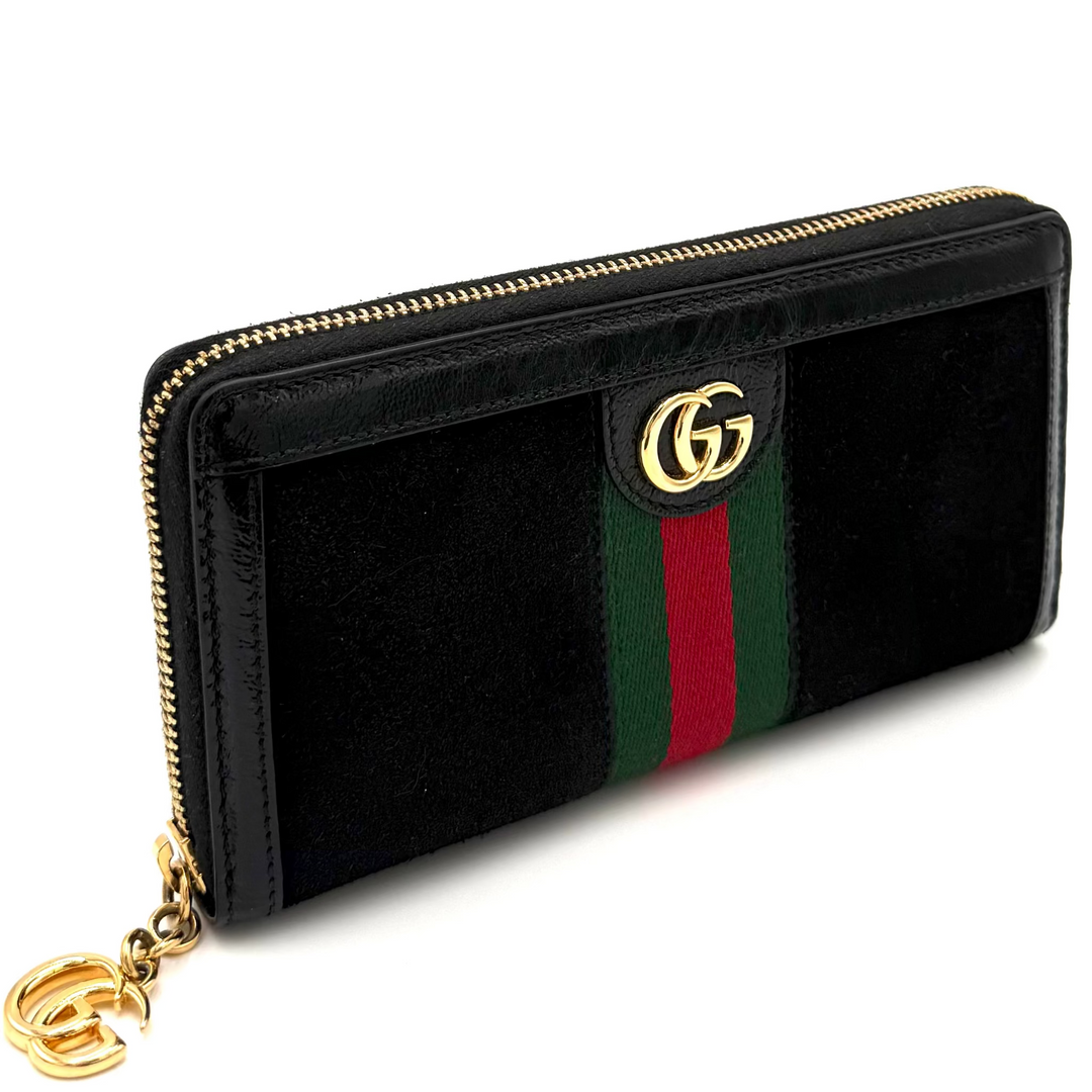 Suede Patent GG Web Ophidia Zip Continental Wallet