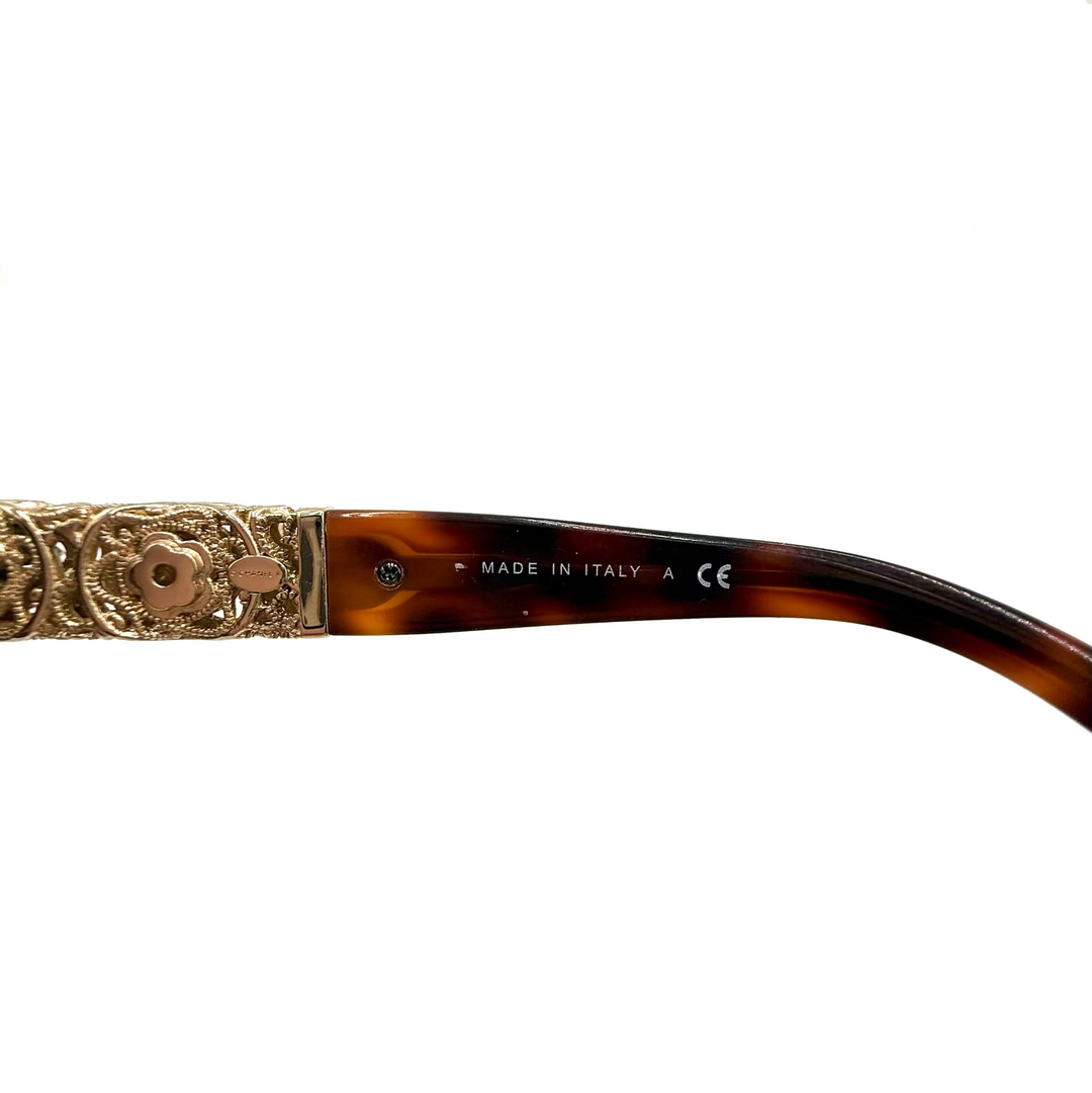 Tortoise Shell Metal Filigree Butterfly Sunglasses
