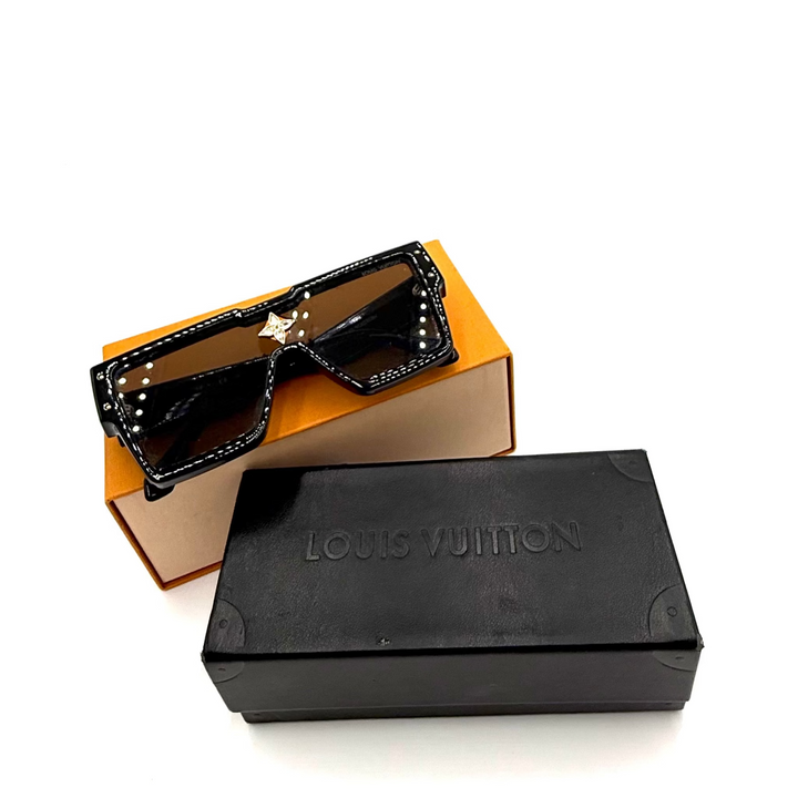 Cyclone Sunglasses With Crystal Monogram in Black