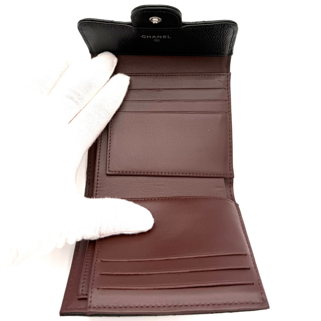 Trifold Caviar Leather Wallet