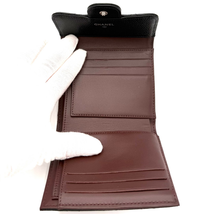 Trifold Caviar Leather Wallet