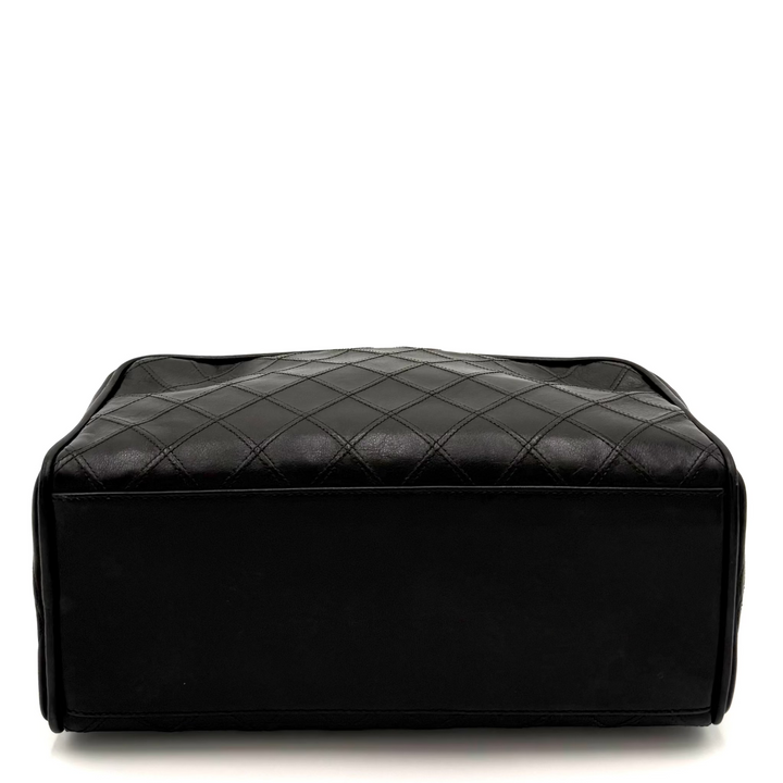 Black Leather Quilted Toiletry Bag