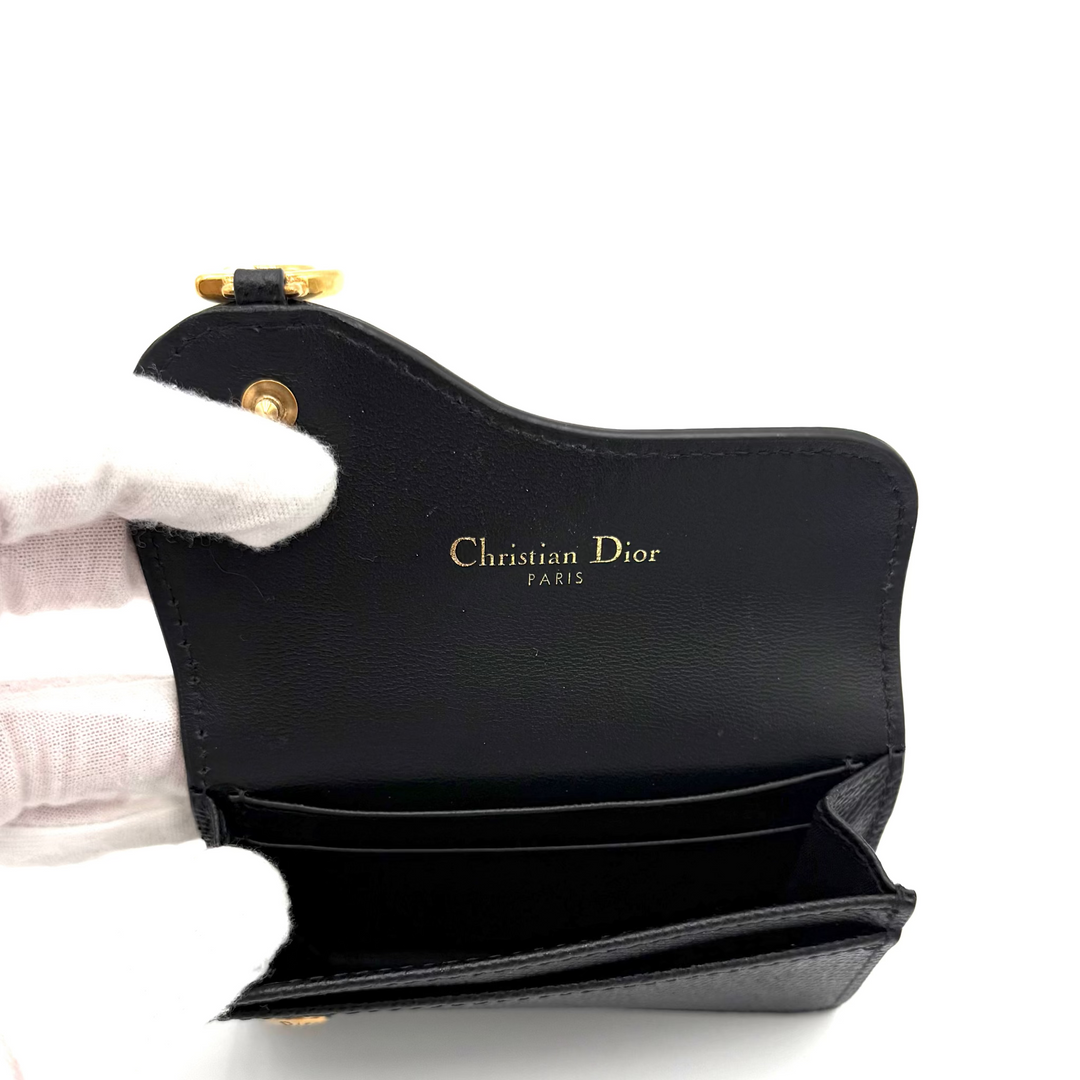 Saddle Bloom Grained Calfskin Leather Card Holder