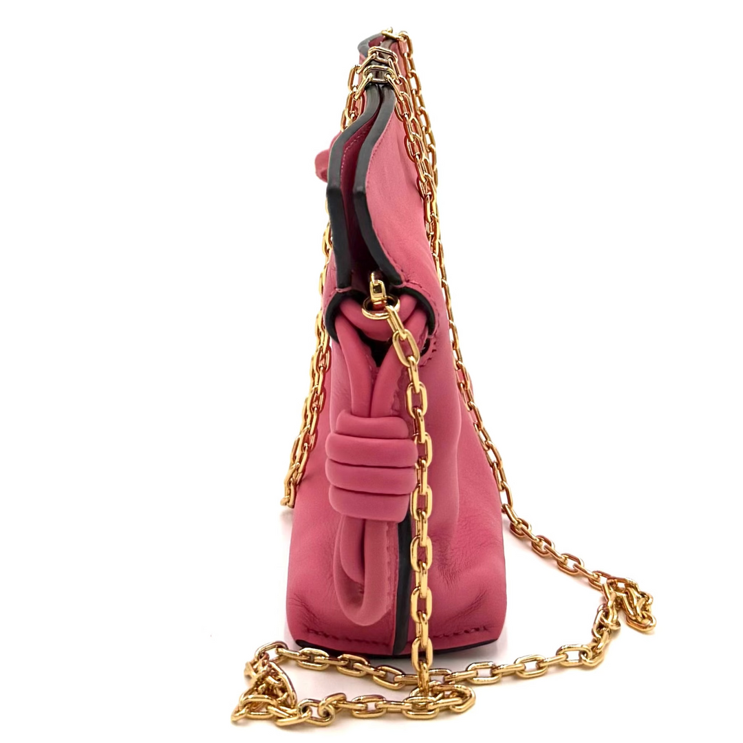 Flamenco Nano Knot Chain Leather Clutch Crossbody Bag