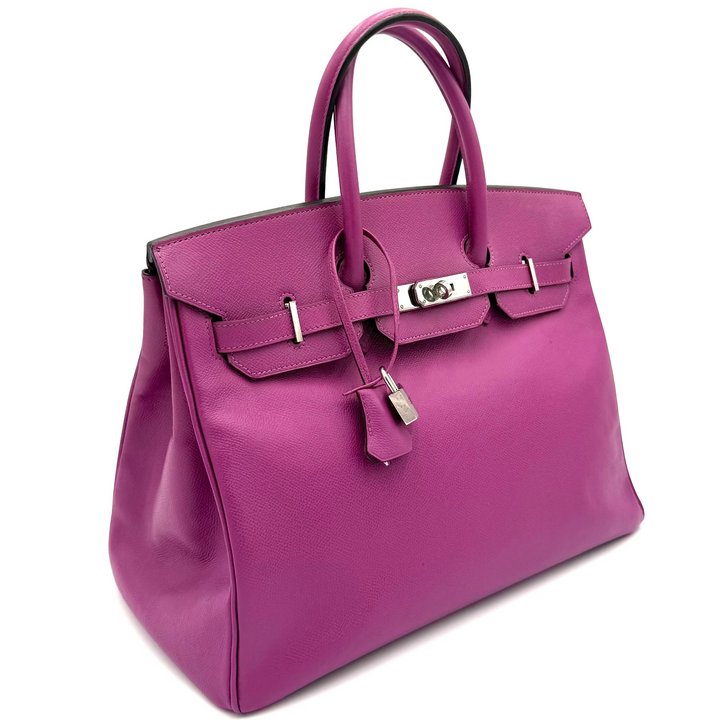 Birkin 35 Cyclamen Courcheval Leather with Palladium Hardware