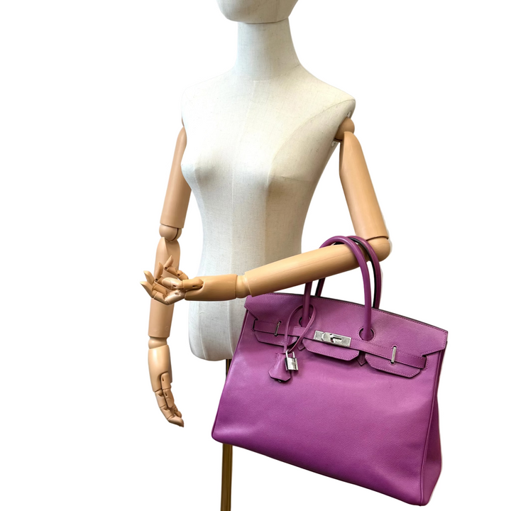 Birkin 35 Cyclamen Courcheval Leather with Palladium Hardware